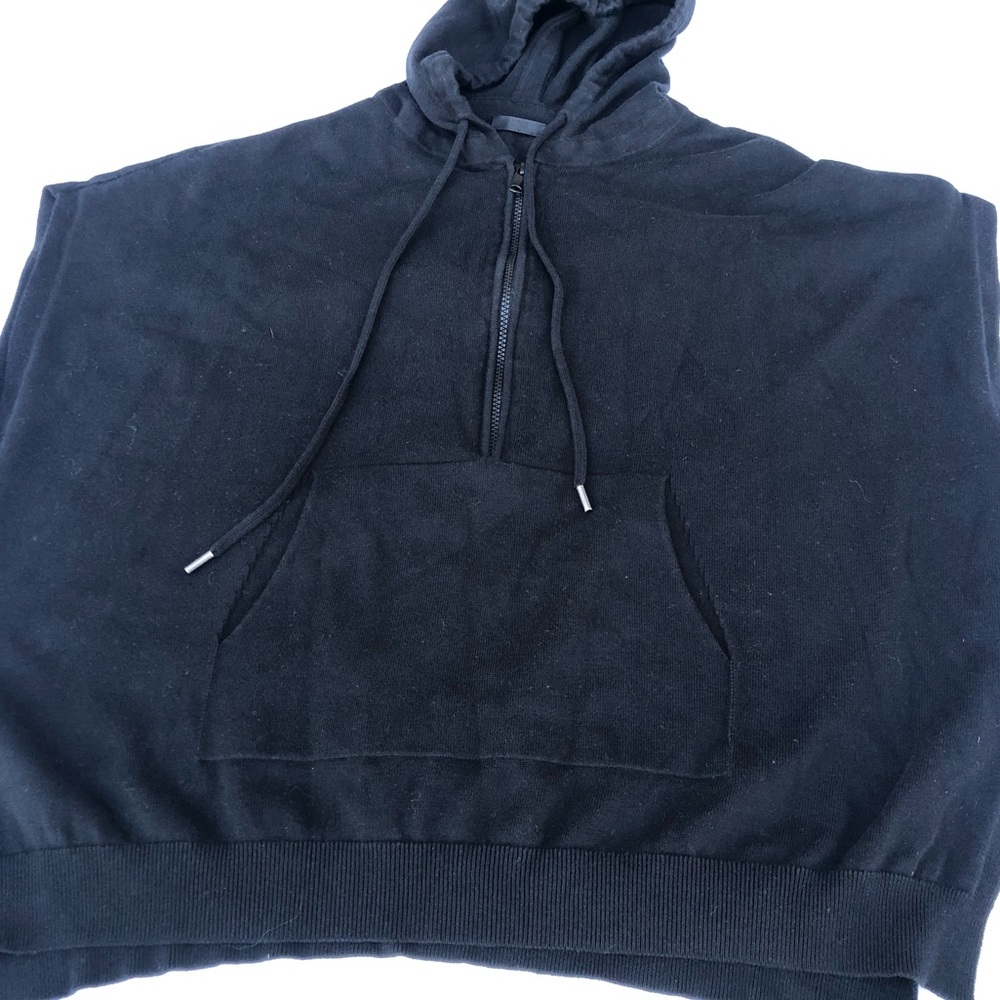 ATM Anthony Thomas Melillo Front Zipped Black Short Sleeved Hoodie